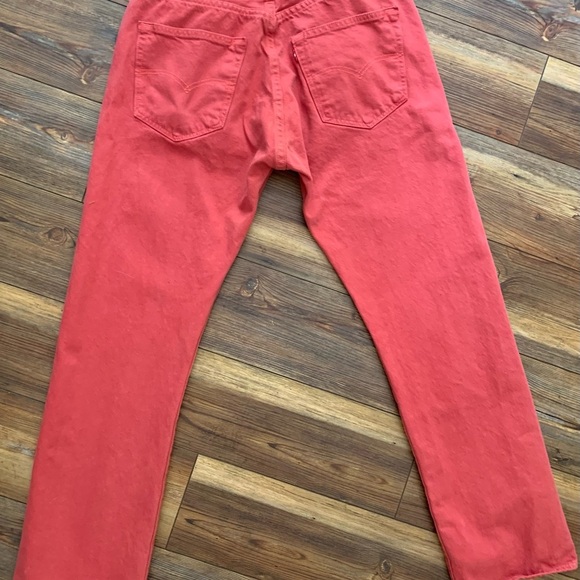 Levi’s 501 Salmon Red Straight Leg 33x30 Button Fly Jeans Classic - Picture 11 of 12